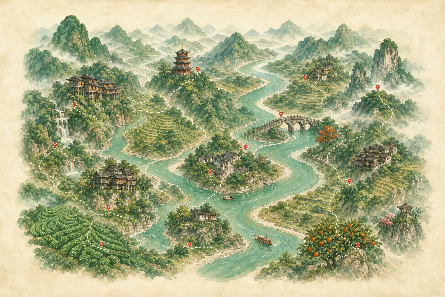 巴渝味觉地理勘察图 · 手绘示意
